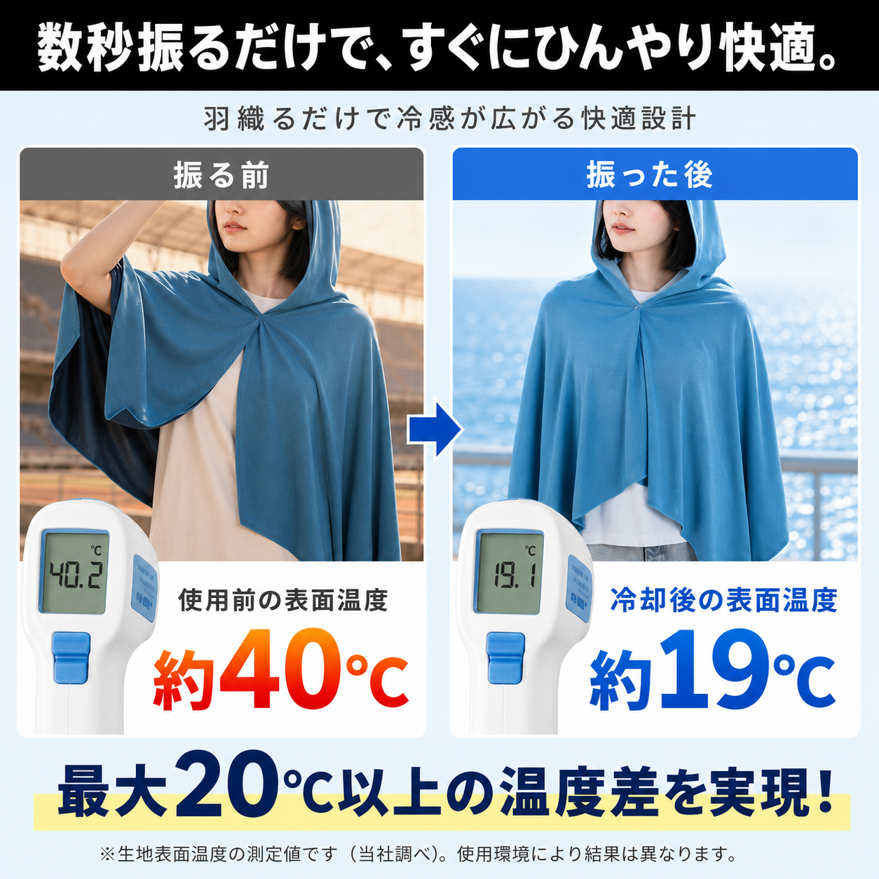 涼羽 冷感ポンチョ｜UVカット×接触冷感の軽量メッシュ羽織