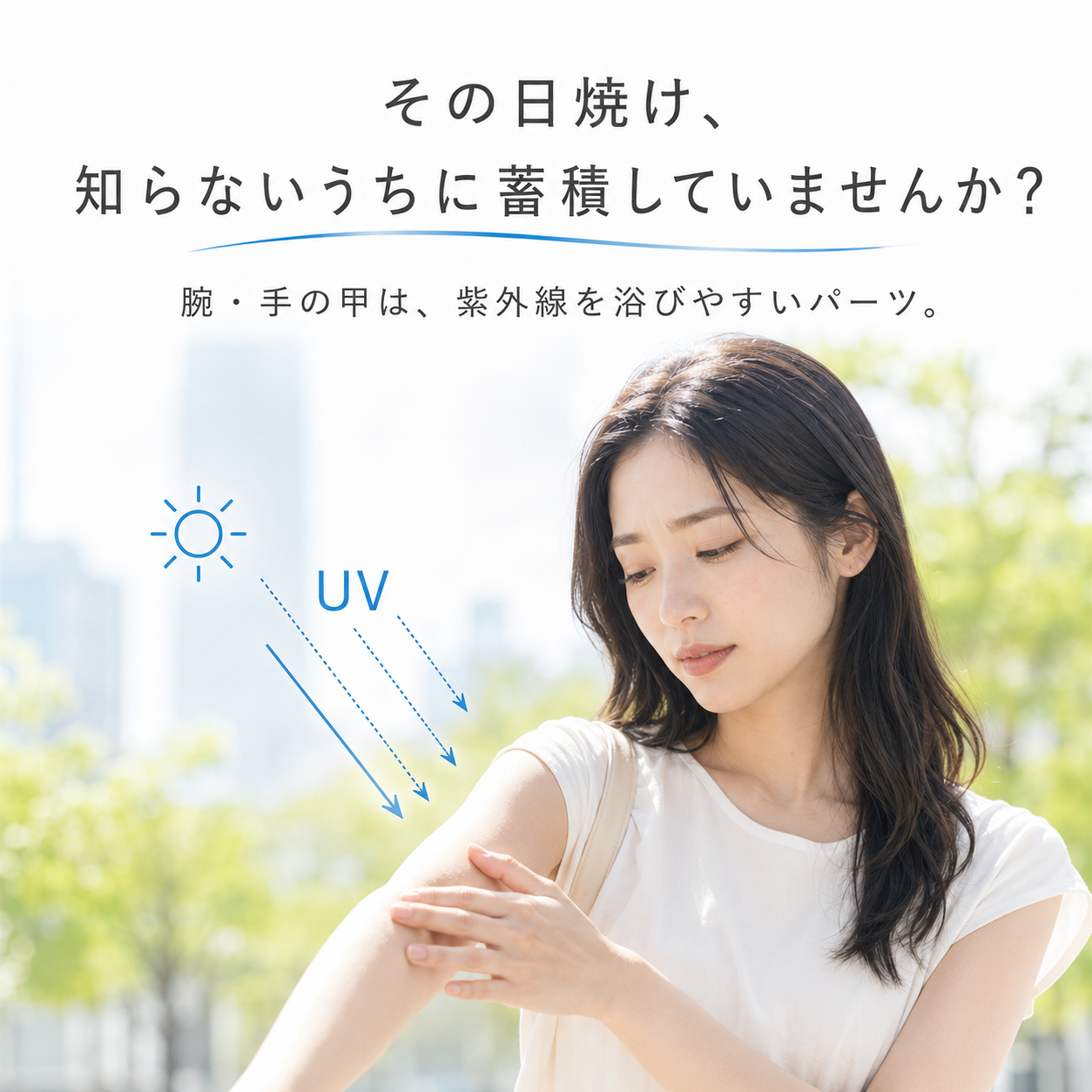 【UVカット率99％】さらリブ™ 冷感UVアームカバー｜接触冷感・指穴付き・手首オープン