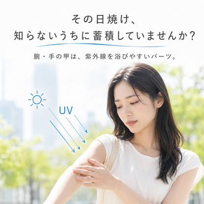 【UVカット率99％】さらリブ™ 冷感UVアームカバー｜接触冷感・指穴付き・手首オープン